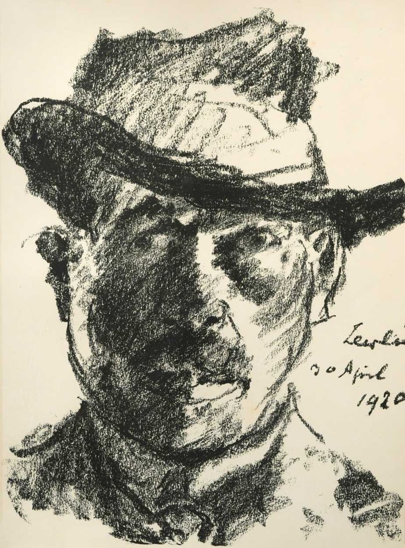Lovis Corinth (1858-1925) Self Portrait in a Soft Hat lithograph 32.5 x 24cm Provenance: With: Lovis Corinth (1858-1925) Self Portrait in a Soft Hat lithograph 32.5 x 24cm Provenance: With William Weston Gallery, London