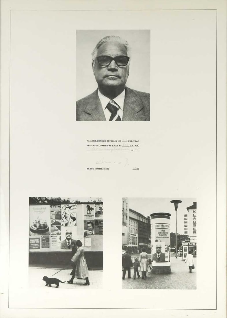 Braco Dimitrijevic (1948-) Passer-by, whom I met by chance at 9.12 a.m. dated 1975; numbered 41/80: Braco Dimitrijevic (1948-) Passer-by, whom I met by chance at 9.12 a.m. dated 1975; numbered 41/80 offset lithograph 77 x 55cm