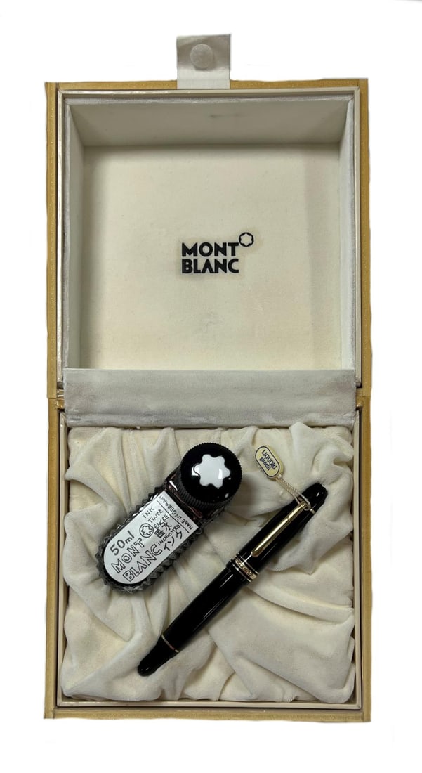 Montblanc - A Meisterstück 'Unicef Tom Sachs limited edition' resin coated fountain pen, circa: Montblanc - A Meisterstück 'Unicef Tom Sachs limited edition' resin coated fountain pen, circa 2004, model 149, Quo Vadis number KF1431143, limited edition number 230/4810, the signed black resin