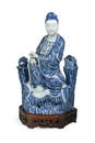 A Chinese blue and white porcelain figure of Guanyin, Qing Dynasty, 19th century,