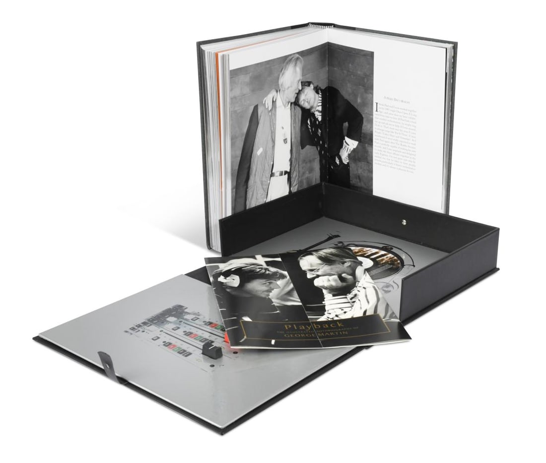 `Playback`, an illustrated memoir with forewords by Paul McCartney and Ringo Starr,: `Playback`, an illustrated memoir with forewords by Paul McCartney and Ringo Starr, written by George Martin, an unnumbered review copy aside from the edition of 2000, signed by Sir George Martin CBE,
