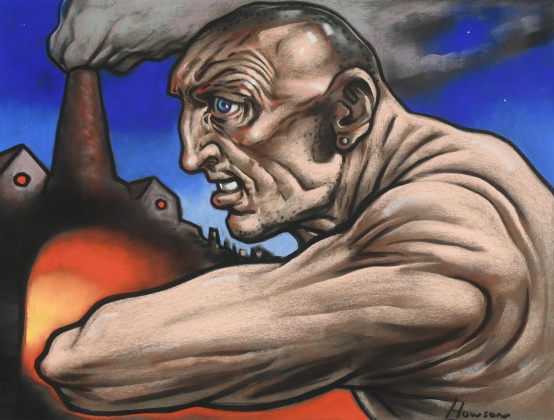 § Peter Howson OBE (1958-): § Peter Howson OBE (1958-) Steam and Power signed 'Howson' (lower right) pastel 46 x 61cm