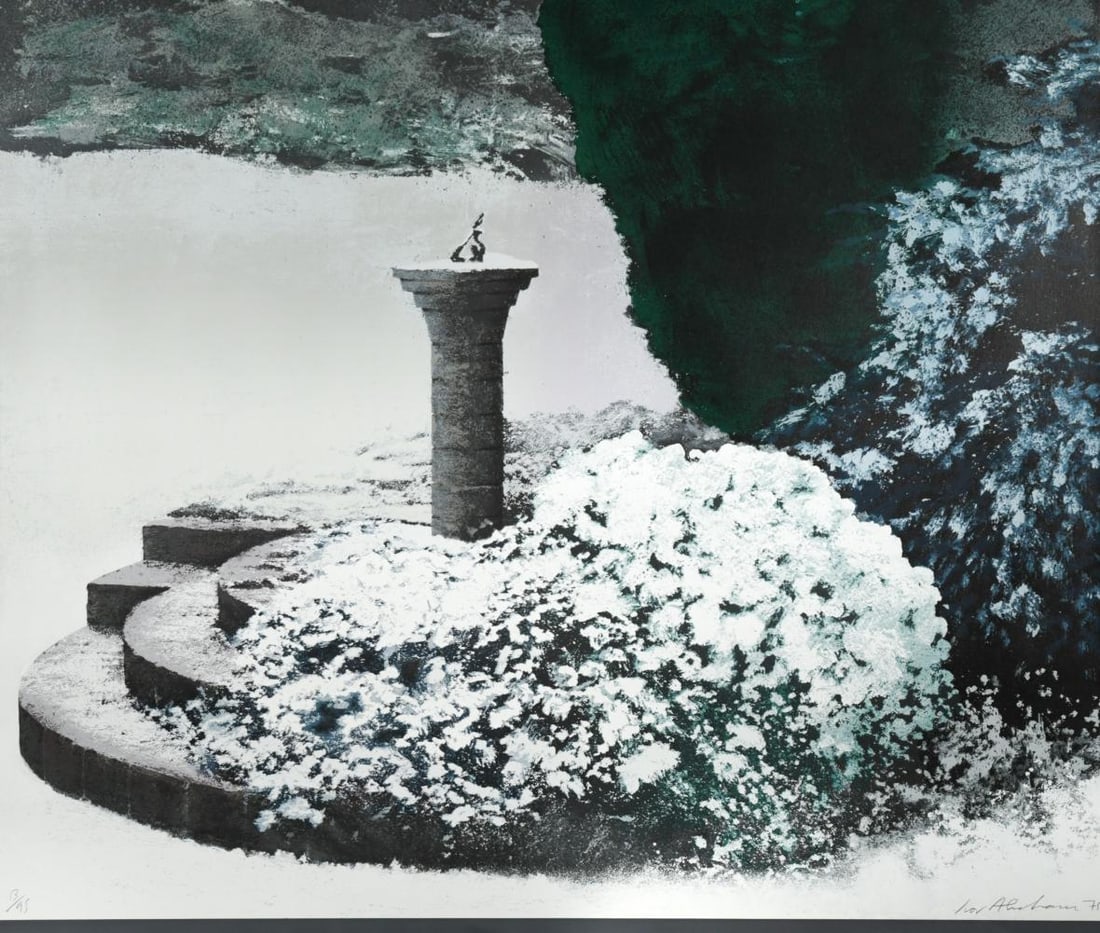 § Ivor Abrahams RA (1935-2015): § Ivor Abrahams RA (1935-2015) Winter Sundial signed and dated 'Ivor Abrahams 75' (lower right); numbered 13/95 screenprint, unframed 102 x 119cm