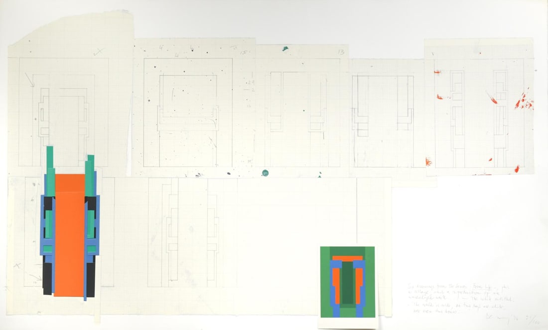 § Robyn Denny (1930-2014): § Robyn Denny (1930-2014) Untitled; from For John Constable, 1976 signed and dated 'Denny '76' (lower right); numbered 31/100 screenprint with collage, unframed, published by Bernard Jacobson Gal