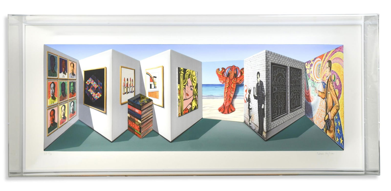 § Patrick Hughes (1939-): § Patrick Hughes (1939-) Popsee signed 'Patrick Hughes' (lower right); numbered A/P 13/15, aside from the edition of 75 hand-painted 3-D print with archival inkjet 44.5 x 102 x 17cm
