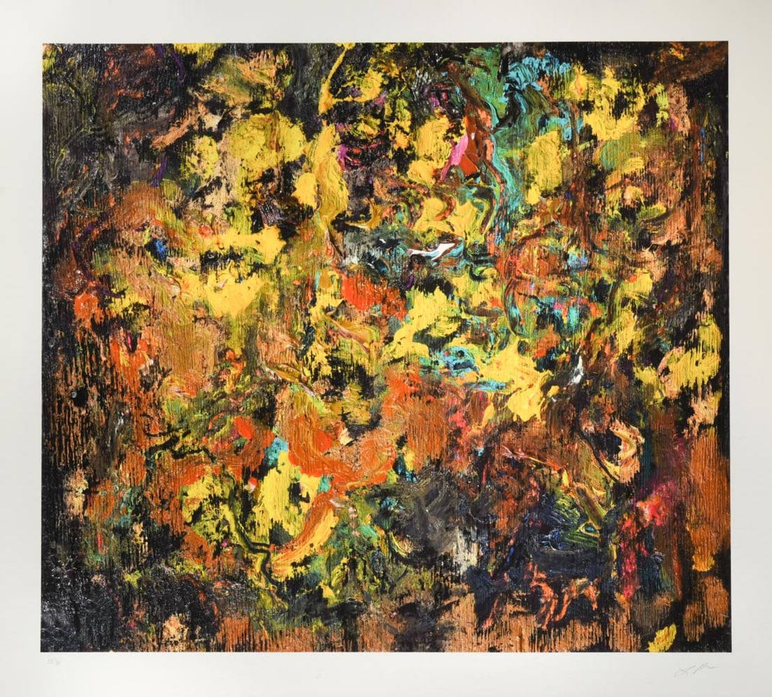 Larry Poons (1937-): Larry Poons (1937-) Cherry Bobalink signed with initials (lower right); numbered 22/30 epson inkjet print with HDX Ultrachrome inks; published by Triangle Arts Association, in association with the Ben