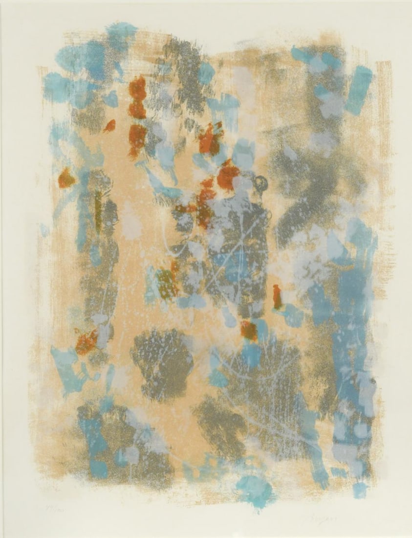 § Camille Bryen (1907-1977): § Camille Bryen (1907-1977) Wood and Fire, 1958 signed 'Bryen' (lower right); numbered 49/100 lithograph, pub. l'ouvre grauve, Paris and Zurich 1958-1959 61.5 x 48cm Provenance: With William West