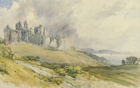 William Callow RWS (1812-1908): William Callow RWS (1812-1908) View of Oystermouth Castle, Wales signed, dated and inscribed with title lower left 'Aug.t 13th 1861 / William Callow' watercolour 33 x 52cm Provenance: Spink & Son Ltd,