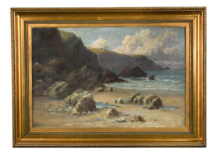 Circle of Samuel John "Lamorna" Birch RA, RWS (1869-1955): Circle of Samuel John "Lamorna" Birch RA, RWS (1869-1955) A coastal landscape, probably Cornwall oil on canvas 40 x 60cm Provenance: Consigned by the granddaughter of the artist Warren Williams (1863-