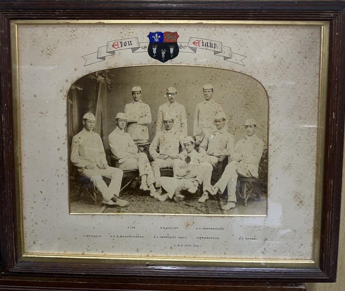 Two Eton eights rowing photographs, a Sidney Sussex tennis team photograph and Henley print (4): Two Eton eights rowing photographs, a Sidney Sussex tennis team photograph and Henley print (4)