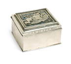 Omar Ramsden, an Arts & Crafts silver and enamel cigarette casket,