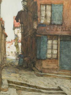 John Terrick Williams RA, RI, ROI (1860-1936): John Terrick Williams RA, RI, ROI (1860-1936) A street scene in Troyes signed 'Terrick Williams' (lower left) watercolour 39 x 29cm Provenance: Sale; Sotheby's, 26 February, 2003, lot 168