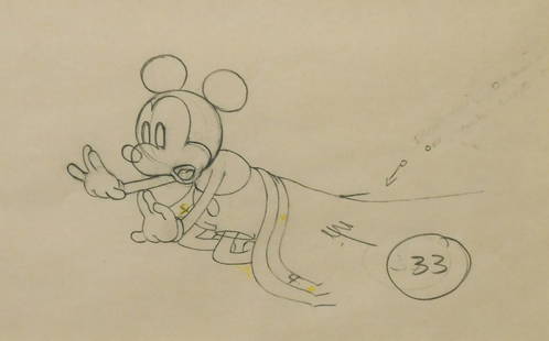 Walt Disney Studio: Walt Disney Studio Mickey Mouse - a drawing for Gulliver Mickey, 1934 pencil and coloured crayon 12 x 19cm Provenance: Collection of Anthony Green RA (1939 – 2023) Exhibited: London, Chris Beetles L