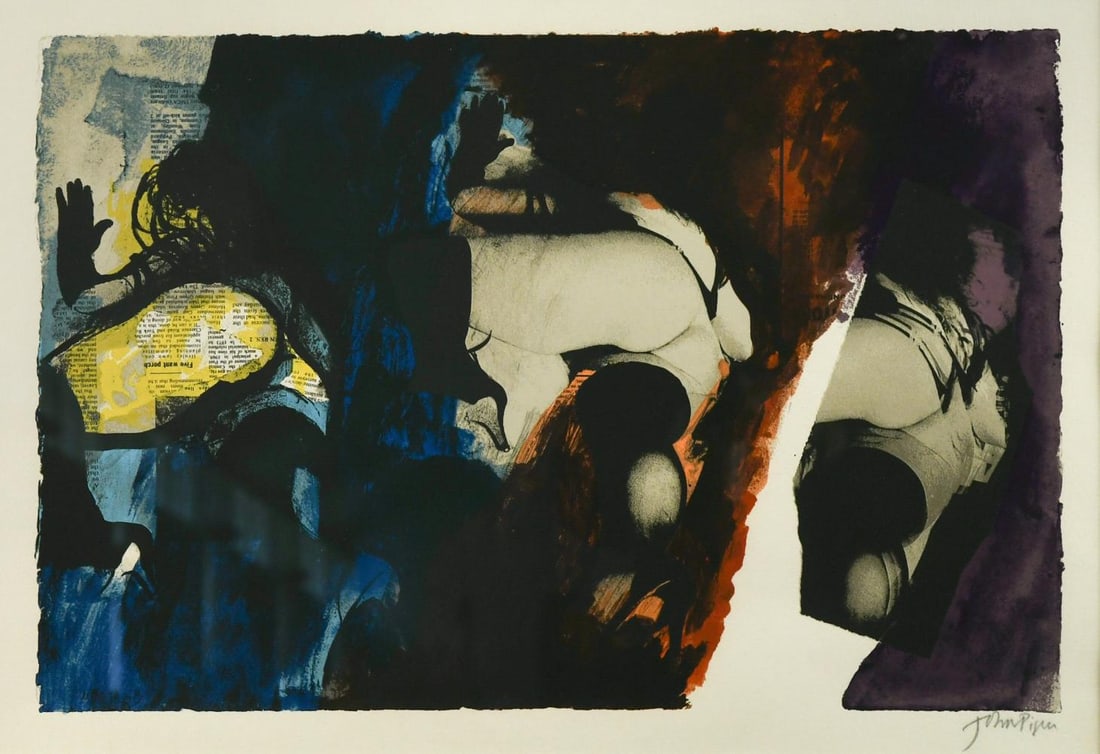 § John Piper OM, CH (1903-1992): § John Piper OM, CH (1903-1992) Eye and Camera: Red, Blue and Yellow signed 'John Piper' (lower right); unnumbered from the edition of 150 screenprint 45 x 65cm