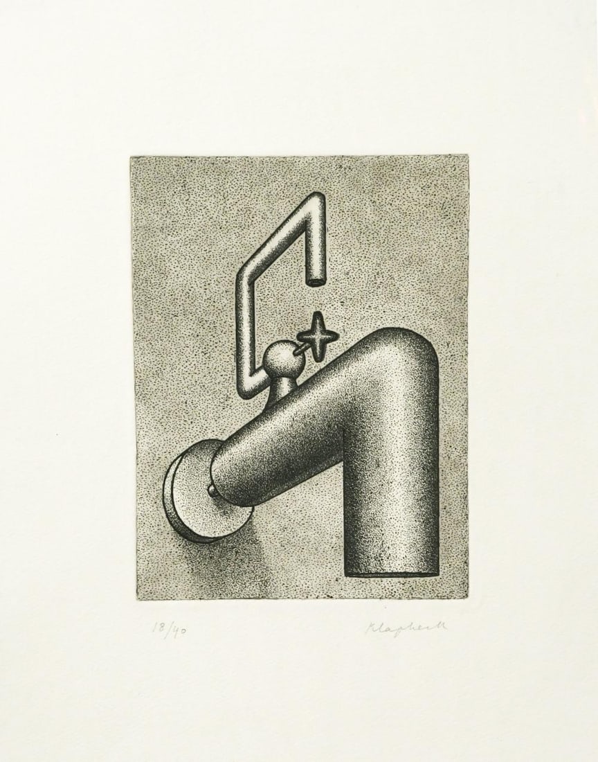 § Konrad Klapheck (1935-2023): § Konrad Klapheck (1935-2023) Die Selbstsichere, 1976 signed 'Klaphek' (lower right); numbered 18/40 etching, unframed 39 x 26.5cm