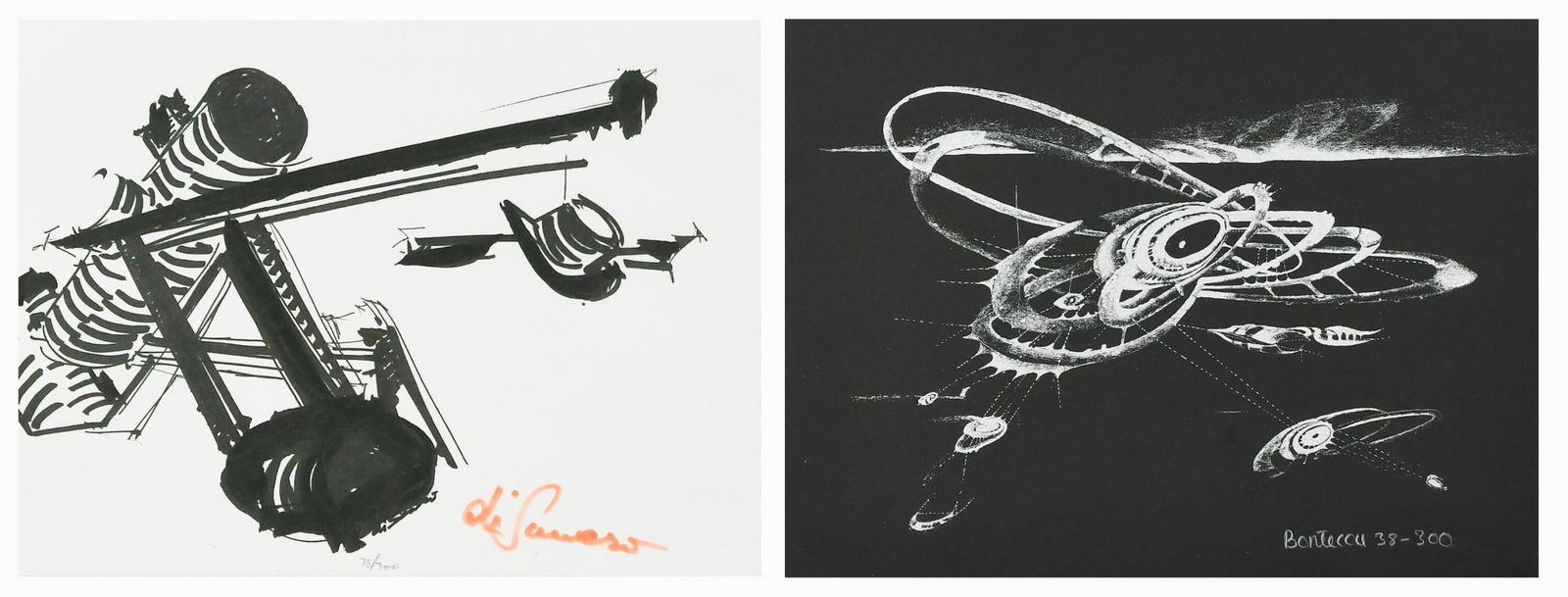 Lee Bontecou (1931-2022): Lee Bontecou (1931-2022) Untitled; from the New York Collection for Stockholm portfolio signed 'Bontecou' (lower right); numbered 38/300 screenprint, unframed 22.5 x 30cm; together with Mark di Suvero