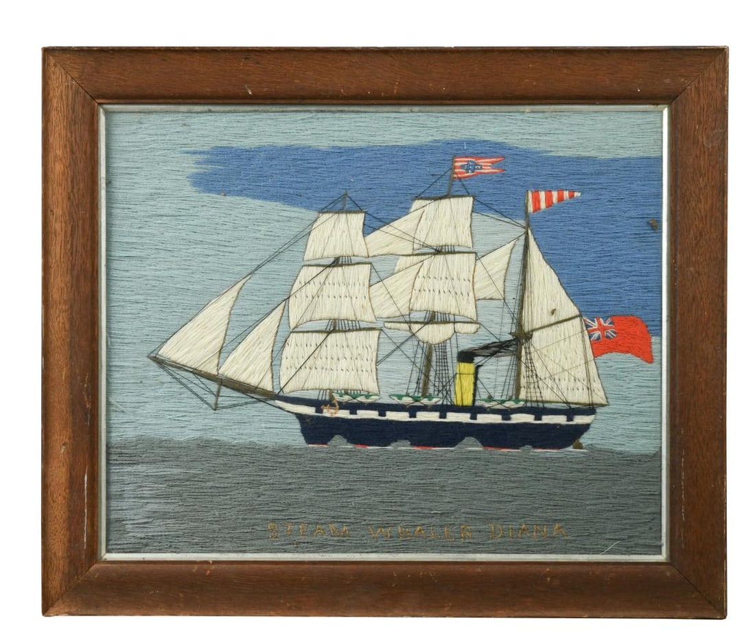 A woolwork ship picture, 20th century, (1 of 4)