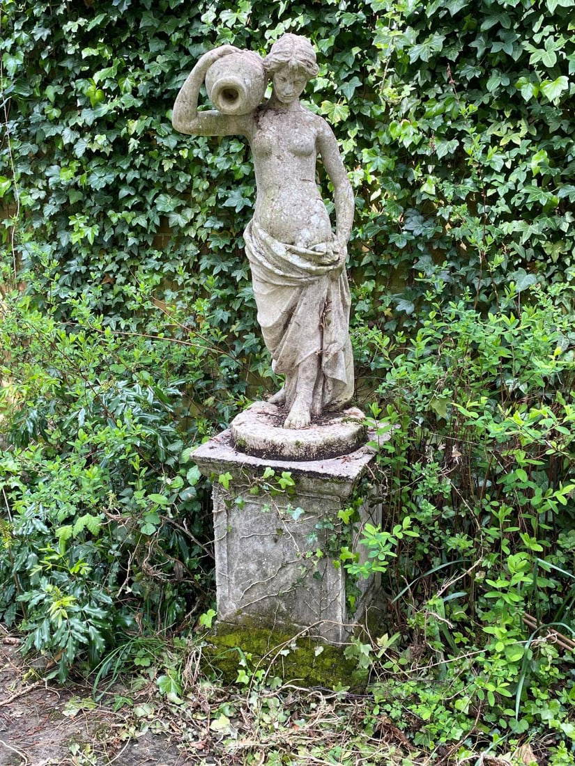 A Female Water Carrier Garden Statue After The Antique, Auction