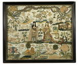 A stumpwork picture of Charles II and Catherine of Braganza, dated 1670,