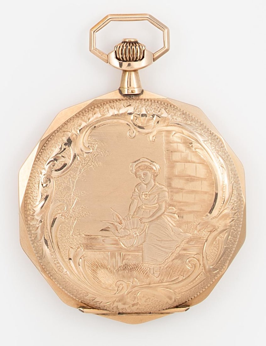 Unsigned - A Swiss 14ct gold hunter pocket watch, (1 of 7)