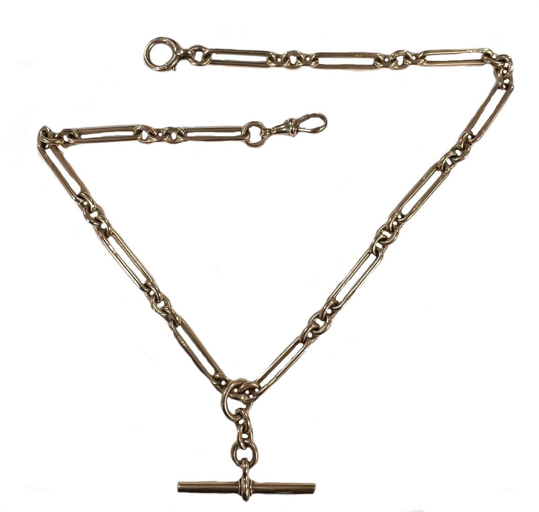 An early 20th century 9ct rose gold watch chain, (1 of 7)