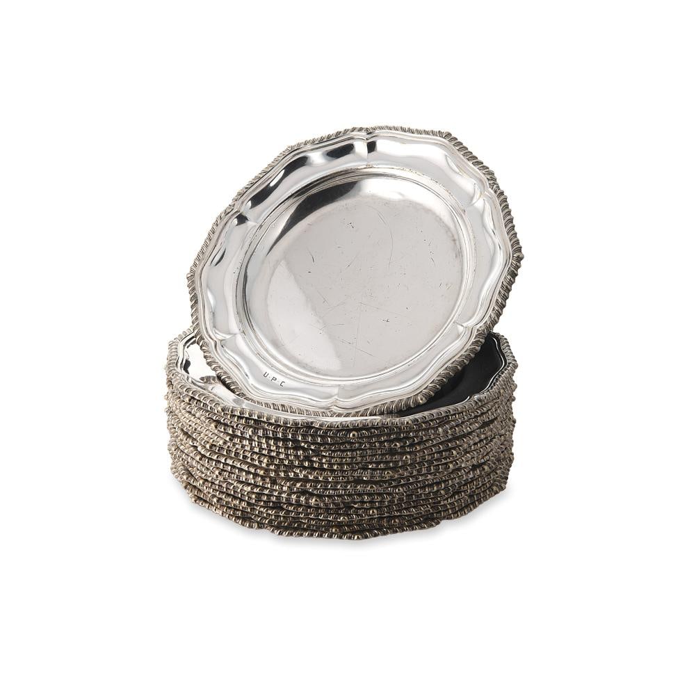 A set of 17 silver plated soup bowls with 2 additions, (1 of 6)