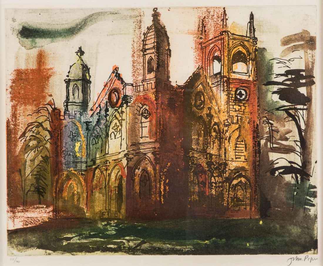 § John Piper OM, CH (1903-1992): § John Piper OM, CH (1903-1992) Gothic Folly, Stowe signed 'John Piper' (lower right); numbered 22/70 etching 40 x 48cm Provenance: With Goldmark Art, Uppingham
