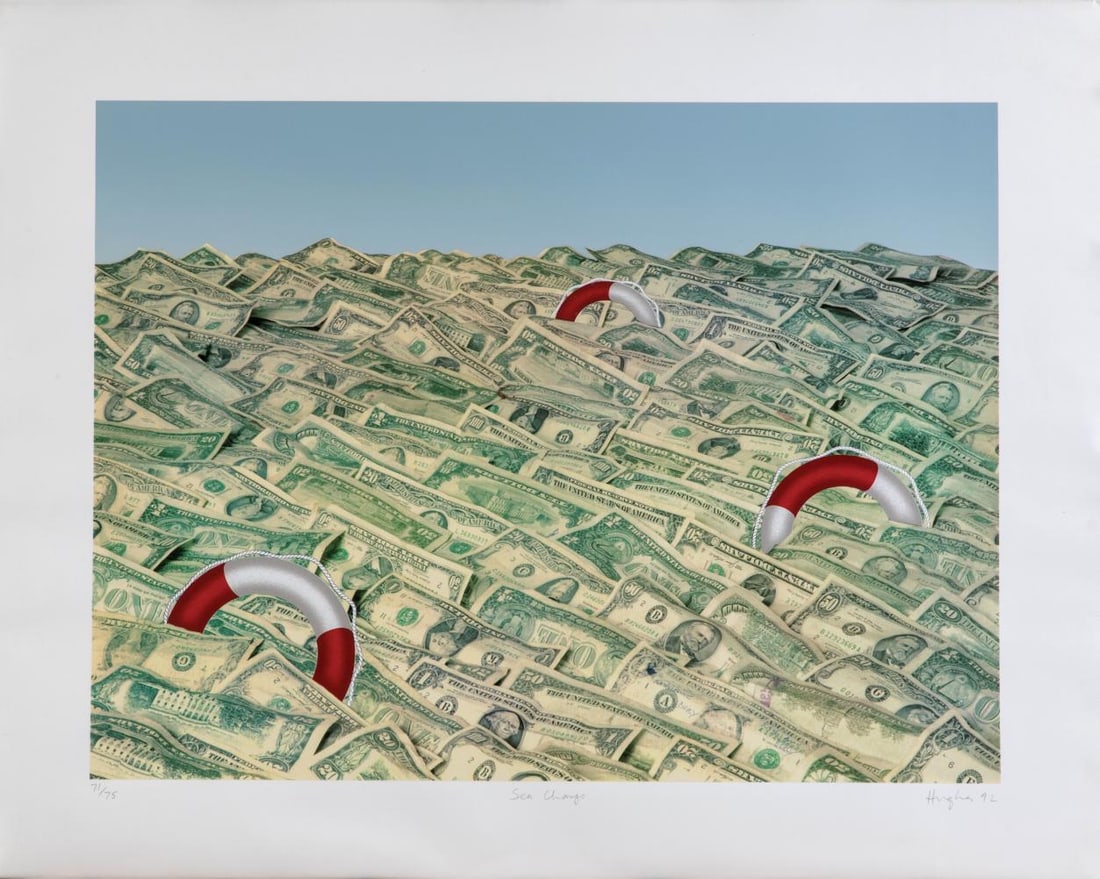 § Patrick Hughes (1939-): § Patrick Hughes (1939-) Sea Change signed and dated 'Hughes 92' (lower right); numbered 71/75 screenprint, unframed 75 x 95cm