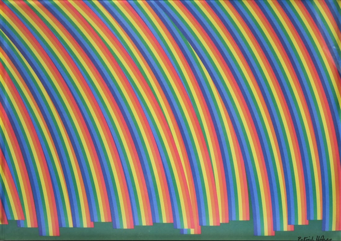 § Patrick Hughes (1939-): § Patrick Hughes (1939-) Rainbows signed 'Patrick Hughes' (lower right) giclée on wrapping paper stock, published by The Big Issue 47 x 68cm