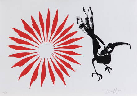 § Lucy McLauchlan (1977-): § Lucy McLauchlan (1977-) Huia signed with initials and dated 2011 (lower right); numbered 14/39 screenprint, unframed 37 x 52.5cm