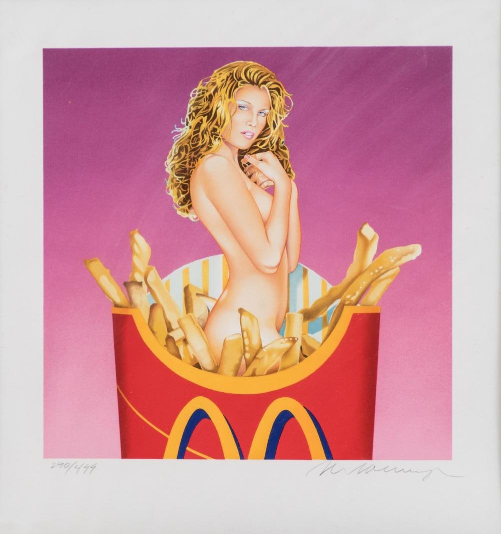 Mel Ramos (1935-2018): Mel Ramos (1935-2018) French Fry Girl, 2002 signed 'Mel Ramos' (lower right); numbered 290/444 lithograph 42 x 39.5cm Provenance: Sale; Bonhams, Vision 21, 16 March, 2011, lot 180