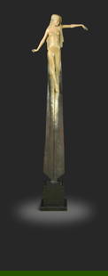 § Michael James Talbot (1963-), Briseis Returns, 2011,: § Michael James Talbot (1963-), Briseis Returns, 2011, two-tone patinated bronze model of an elongated female, mounted to a polished granite base, etched signature to bronze, numbered A/C 145cm high