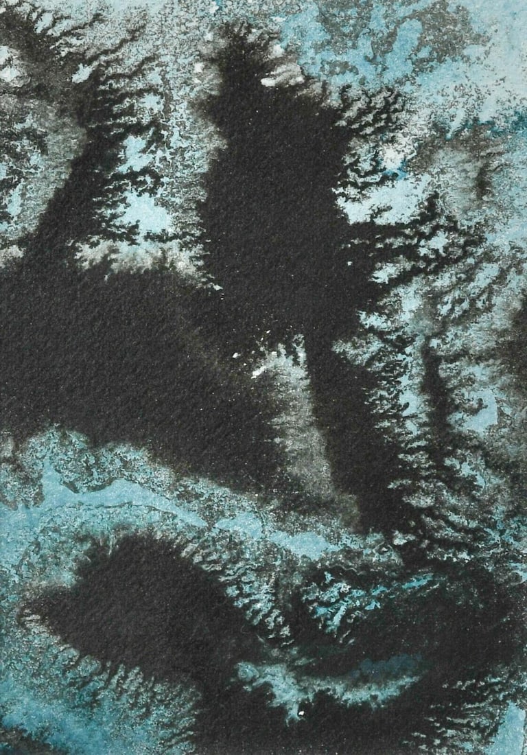 § Maggi Hambling CBE (1945-): § Maggi Hambling CBE (1945-) Underwater II; for the New Hall Postcard Lottery oil on paper 14.5 x 10cm