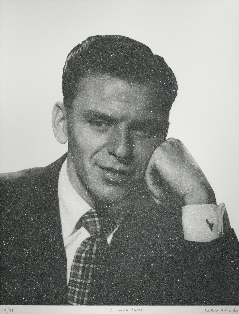 § Sir Peter Blake CBE, RDI, RA (1932-): § Sir Peter Blake CBE, RDI, RA (1932-) I Love Paris signed 'Peter Blake' (lower right); numbered 10/75 screenprint with diamond dust, published by Paul Stolper 74.5 x 57cm