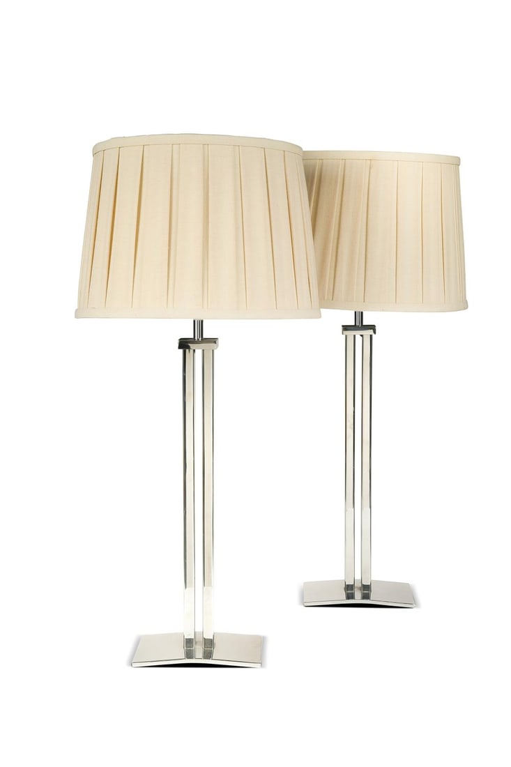 A pair of contemporary chrome table lamps (1 of 1)