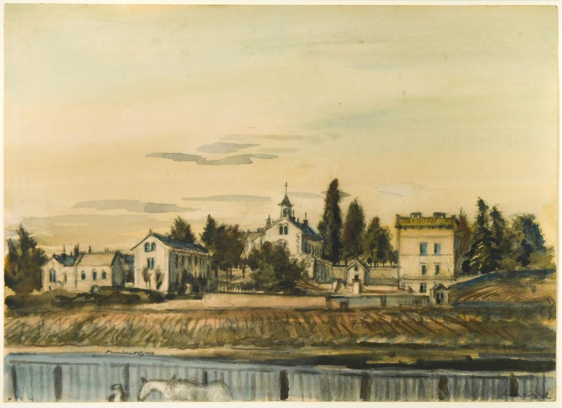 Sir Muirhead Bone (1876-1953): Sir Muirhead Bone (1876-1953) Auxerre signed 'MuirheadBone' (lower left); inscribed with location (lower right) watercolour 25.5 x 35.5cm Provenance: With Mercury Gallery, London Exhibited: London, Ma