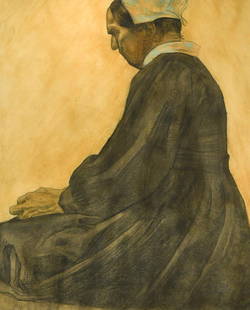 § Erich Wolfsfeld (1884-1956): § Erich Wolfsfeld (1884-1956) Dutch Lady charcoal and watercolour 67.5 x 55.5cm Provenance: The artist's family With Louise Kosman Modern British Art, Edinburgh