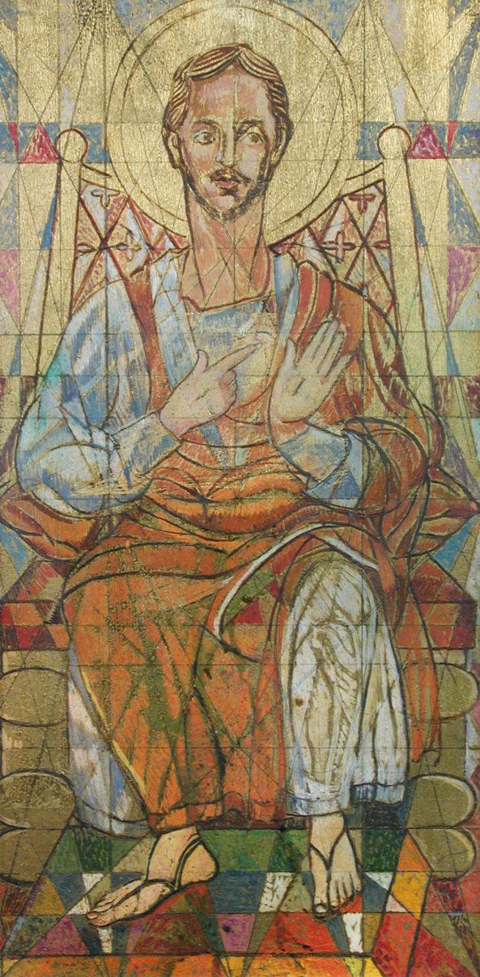 § Roy de Maistre (Australian, 1894-1968) - Study of th: § Roy de Maistre (Australian, 1894-1968) Study of the Sacred Heart central panel of a tryptych in St Aidan's Church, East Acton (35 x 17cm) and The Crucifixion (38 x 29cm) inscribed on the reverse wi