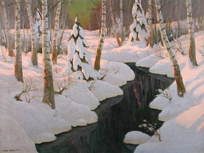 § Ivan Chehoff (Russian, 20th Century) - Winter Snow -: § Ivan Chehoff (Russian, 20th Century) Winter Snow signed lower left "Ivan Chehoff" oil on canvas 44 x 59cm (17 x 23in) Chehoff's signature is in Latin script and not Cyrillic. The transliteration of