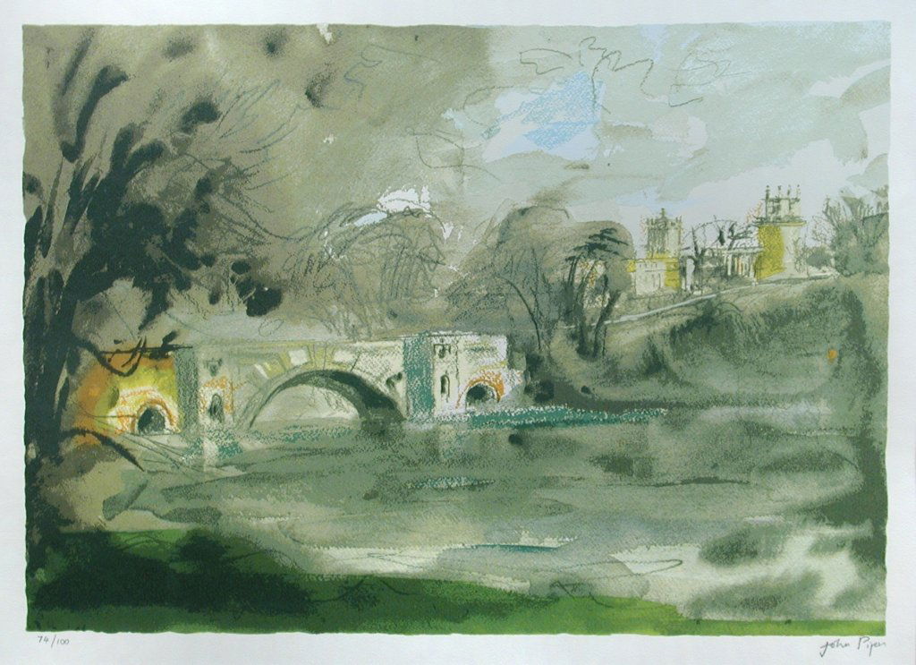 John Piper, CH (British, 1903-1992) Blenheim Bridge si: John Piper, CH (British, 1903-1992) Blenheim Bridge signed in pencil lower right "John Piper"and numbered 74/100 colour screenprint 42 x 59cm (16 x 23in) Other Notes: With a certificate by CCA Galleri