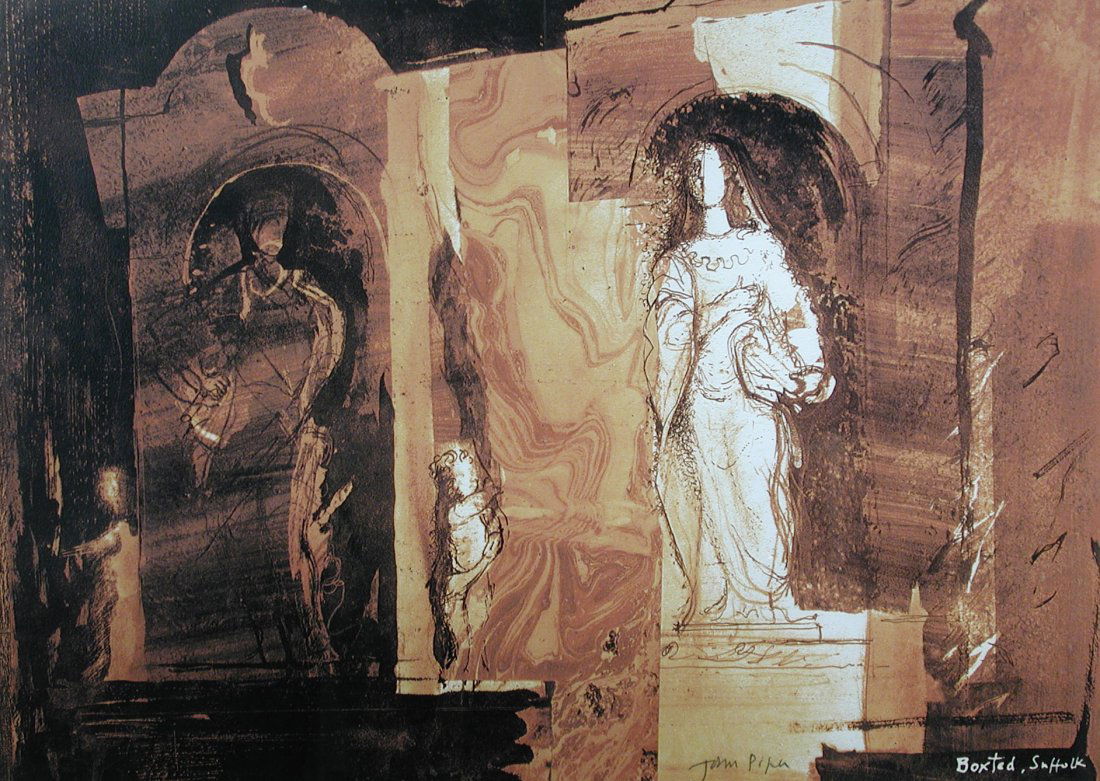 John Piper, CH (British, 1903-1992) - Boxted Church - : John Piper, CH (British, 1903-1992) Boxted Church - from the Stones and Bones series (double-sided) signed in pencil lower right screenprint on paper 49 x 69cm (19 x 27in)