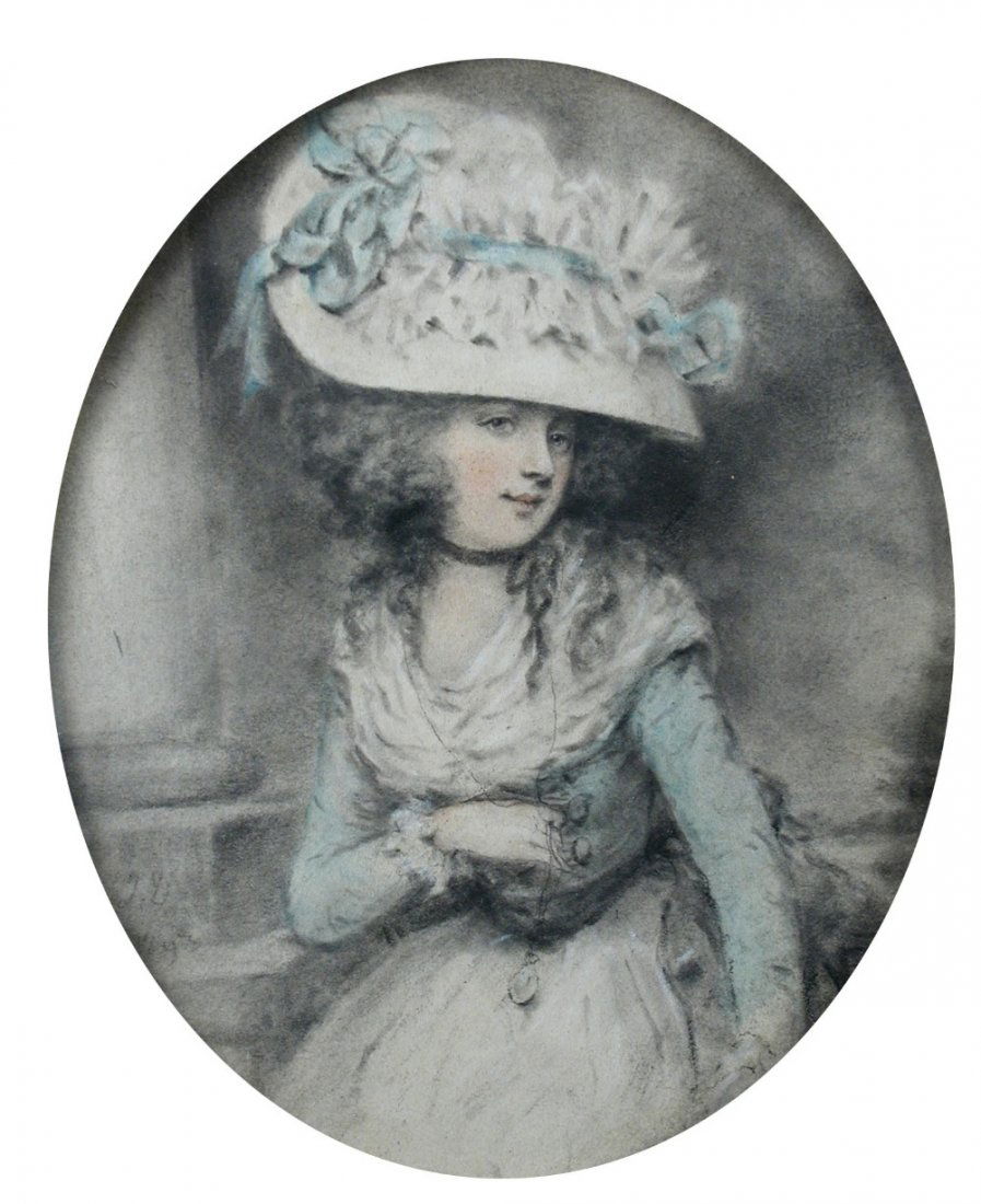 John Downman (British, 1750-1824) - Portrait of a Lady: John Downman (British, 1750-1824) Portrait of a Lady signed centre left "JD 1793" watercolour, in a gilt frame 21 x 17cm (8 x 7in)