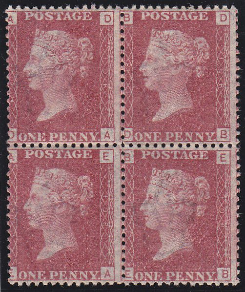 1d plate 108, unmounted mint block of 4 (DA/EB),: 1d plate 108, unmounted mint block of 4 (DA/EB), good gum, a little toned, SG# 43/44