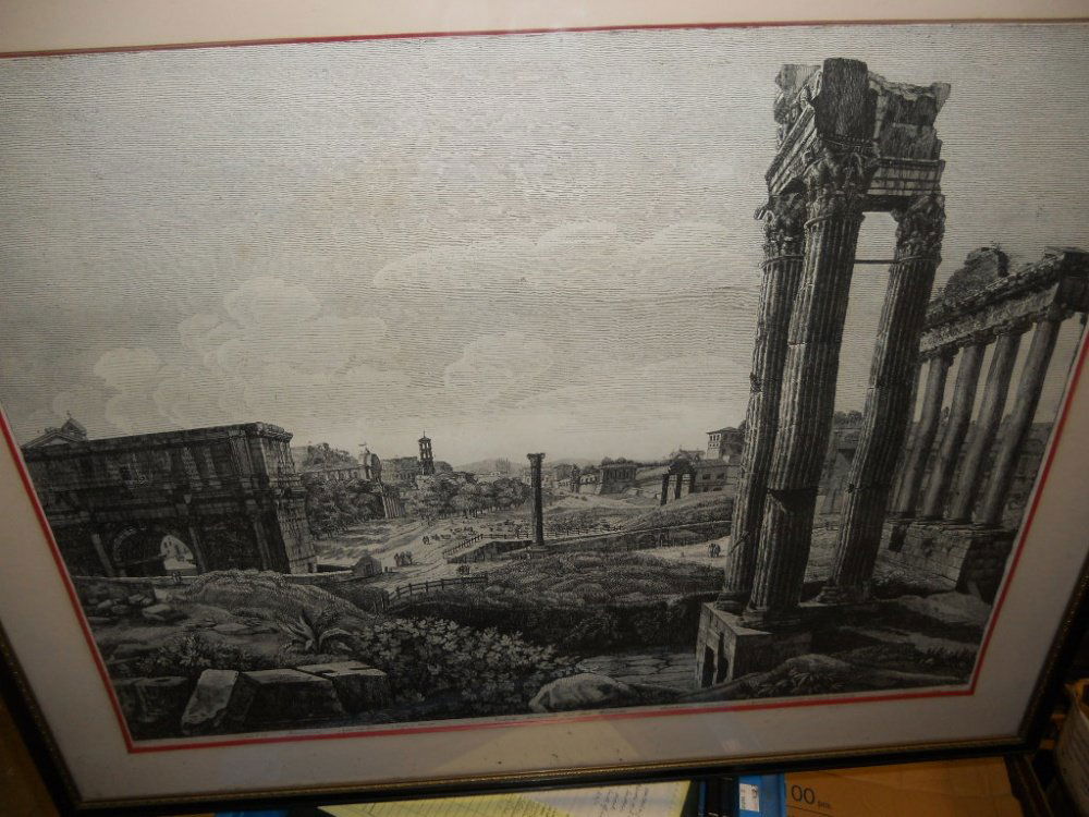 Luigi Rossini.: Luigi Rossini. Veduta del Foro Romano engraving, 1821 51 x 69cm