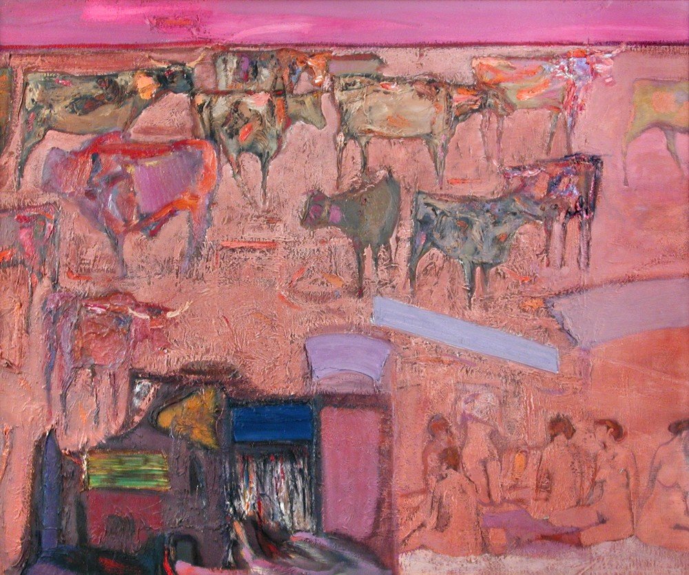 § Sir Robin Philipson, RA, PRSA, RSW, RGI, HRHA: § Sir Robin Philipson, RA, PRSA, RSW, RGI, HRHA (Scottish, 1916-1992) Indian Meadow signed on the reverse "Robin Philipson" oil on canvas 75 x 90cm (29 x 35in)