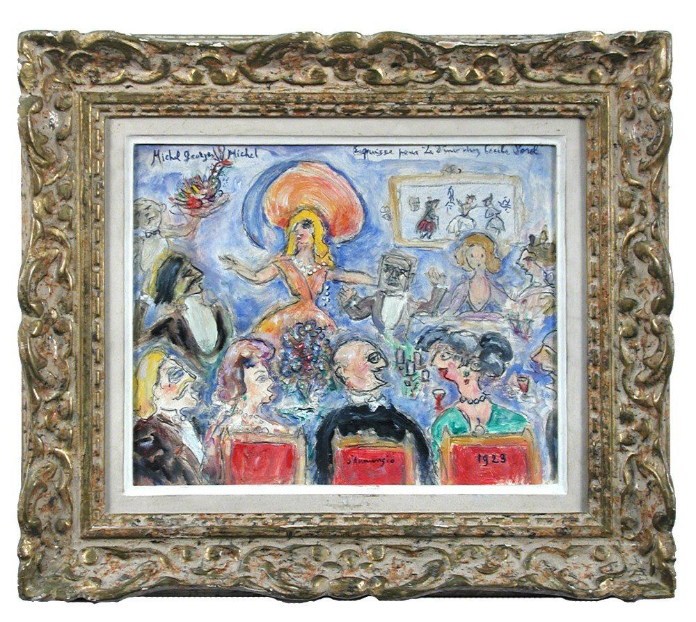 § Michel Georges-Michel (French, 1883-1985) Esquisse: § Michel Georges-Michel (French, 1883-1985) Esquisse pour le diner chez Cecile Sorel, 1923 - Study for a dinner party, with satirical polical figures, including Herbert Asquith. signed upper left "Mi