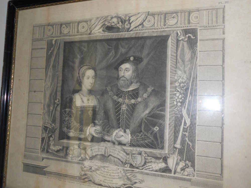 George Vertue. 2 historical prints: George Vertue. Mary, Queen of France and Charles Brandon, Duke of Suffolk; Frances, Duchess of Suffolk and her husband Adrian Stokes Esq., 1748; 18th century engravings, plates 3 and 4, each 48 x 58cm