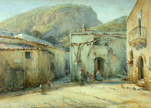 Arthur Reginald Smith RWS RSW: Arthur Reginald Smith RWS RSW (English 1871-1934) Mediterranean Street Scene signed lower right 'A R Smith' watercolour 49 x 68cm