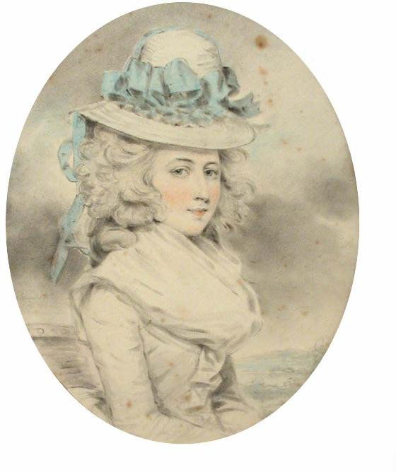 John Downman ARA (1750-1824) pencil and pastel: John Downman ARA (1750-1824) Lady Rodney nee Henrietta Clies (1739-1829) signed middle left 'J Downman' pencil and pastel oval 25 x 21cm
