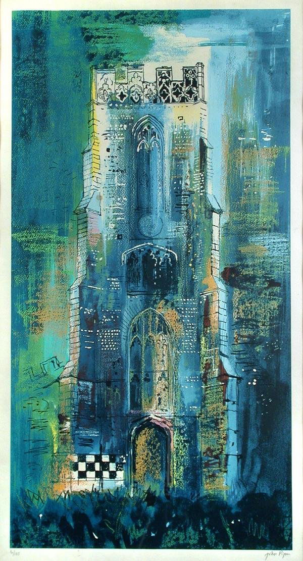 JOHN PIPER OM, CH (1903-1992): John Piper OM, CH (1903-1992) Stansfield Church, Suffolk screenprint on velin arches paper, 1986, signed and numbered 16/100, with CCA Galleries London label verso 86 x 45cm